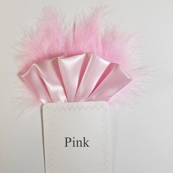 New - Pink Satin Ruffle & Feather Pocket Square Insert - Picture 3 of 7